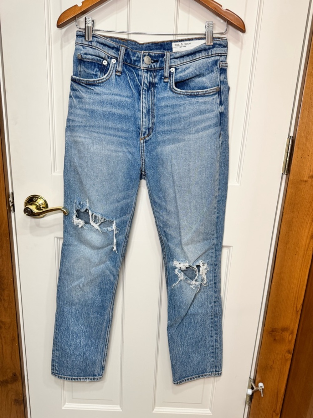 Rag & Bone Wren High Rise Slim Straight Jeans Size 26 Distressed